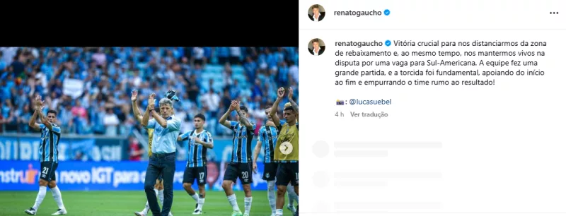 Últimas do Grêmio: demissão de treinador, post de Renato na web e presença de ídolo