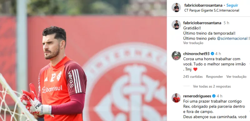 Após goleiro Fabrício, direção do Inter fica perto de confirmar mais duas saídas do elenco