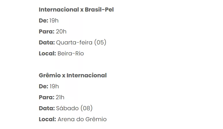 Inter tem dois jogos no Gauchão com alteração de horário; Gre-Nal passa por mudança