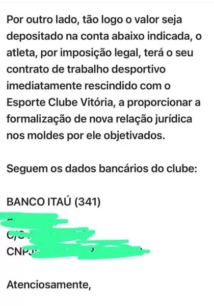 Caso Lucas Esteves: site revela email enviado pela direção do Vitória ao Grêmio