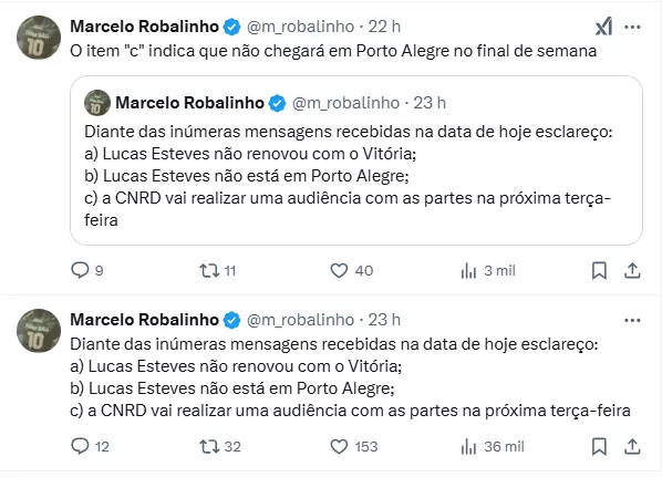 Lucas Esteves no Gre-Nal? Empresário publica atualização da negociação do Grêmio