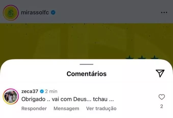 Ex-jogador do Inter comemora demissão de treinador em clube paulista: "Vai com Deus"