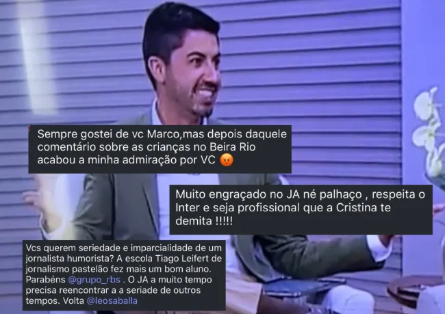 "Querem ver o 1° título": apresentador do Jornal do Almoço irrita torcida do Inter ao falar do Gre-Nal