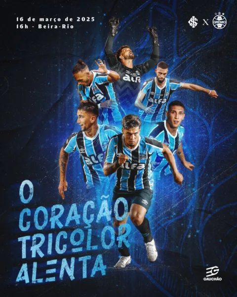 Grêmio publica mensagem motivacional antes do Gre-Nal e posta foto de seis jogadores