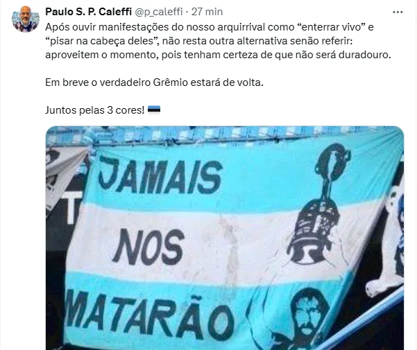 Pisar na cabeça? Ex-dirigente do Grêmio rebate D'Alessandro e Barcellos e faz promessa