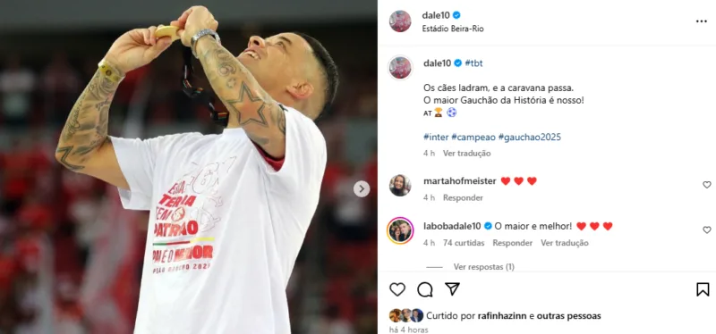 Provocou outra vez? O novo post de D'Alessandro nas redes sociais