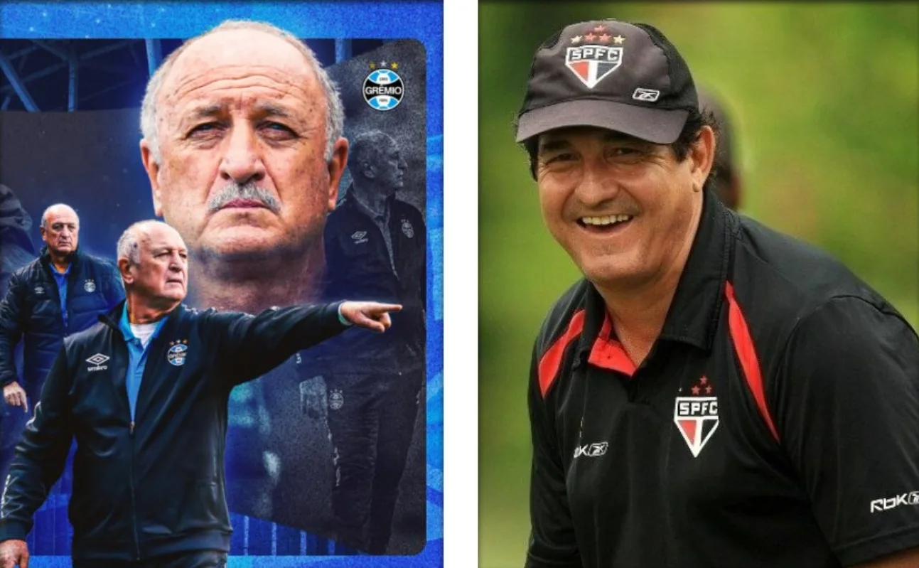 Felipão do Grêmio e Murici Ramalho do São Paulo