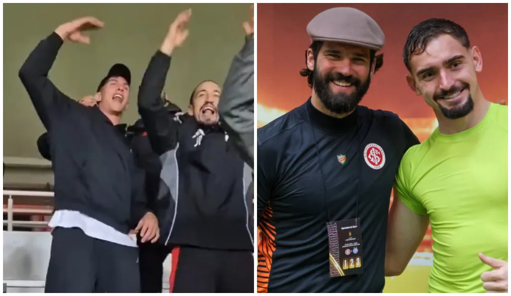 Vídeos mostram Rochet e Alisson torcendo e vibrando com o Inter no Beira-Rio