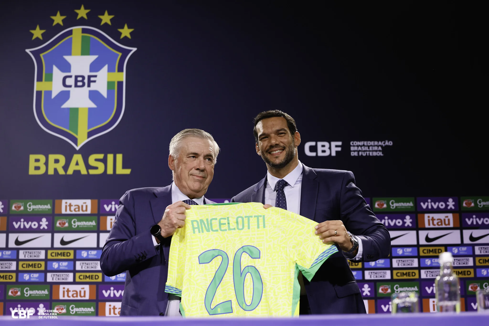Apresentação de Ancelotti como novo treinador da Seleção Brasileira.