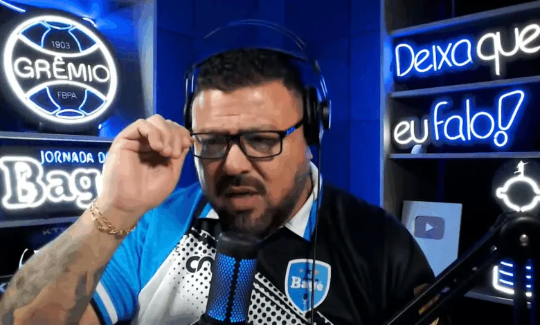 Aléx Bagé comentando empate do Grêmio com Atlético Grau, do Peru. Foto: YouTube/Canal do Alex Bagé