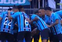 Jogadores do Grêmio - Grêmio x Santos - Brasileirão 2025
