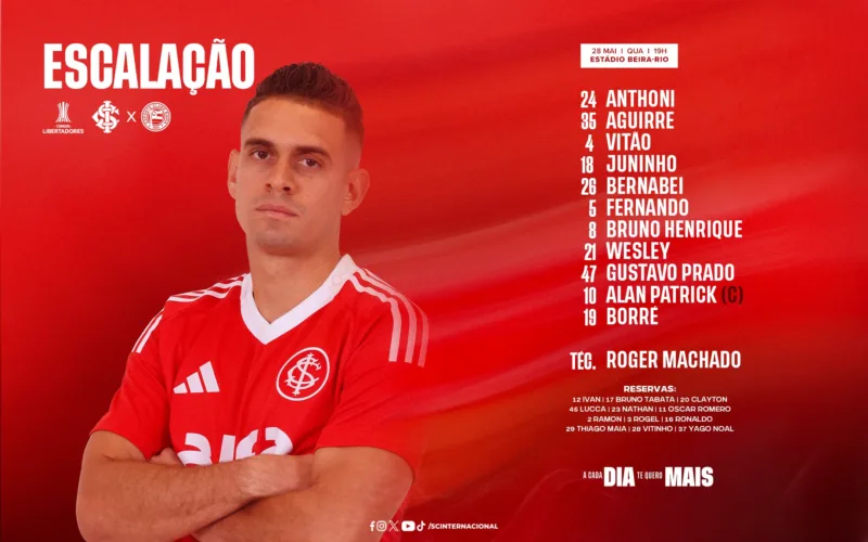 Com Gustavo Prado, Inter está escalado para a partida decisiva diante do Bahia