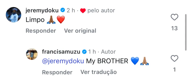 Amuzu faz post na web após 1° gol pelo Grêmio e ganha mensagem de jogador do City