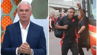 Maurício Saraiva, comentarista da RBS e Roger Machado, treinador do Inter