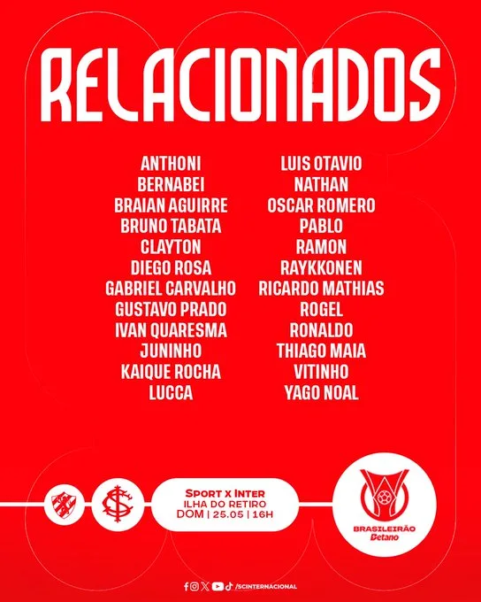 Inter retira cinco titulares da viagem e guarda forças para a decisão contra o Bahia