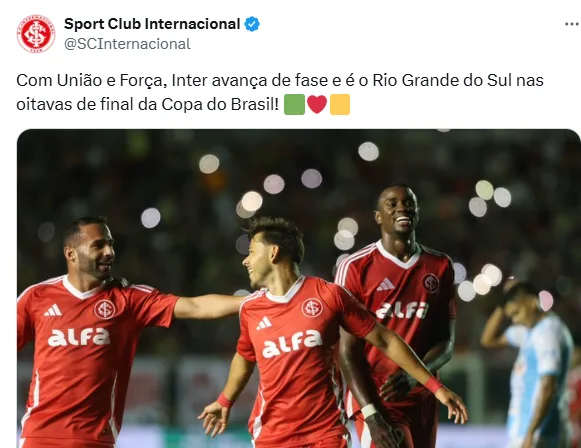 A provocação do Inter para cima do Grêmio após se classificar na Copa do Brasil
