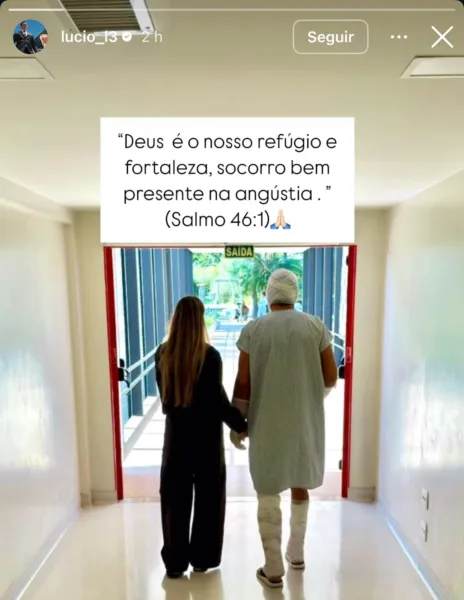 Ex-zagueiro do Inter, Lúcio publica primeira foto depois de sofrer acidente doméstico
