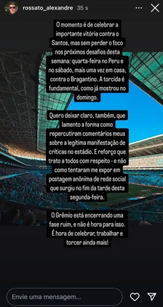 Dirigente do Grêmio se explica na web e muda o tom sobre protestos: "Legítima manifestação"