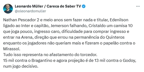 Jornalista cita 7 motivos que justificam o afastamento do torcedor do Grêmio da Arena Grêmio fará um jogo bastante decisivo contra o Godoy Cruz na Arena, mas a expectativa de público está deixando a desejar.