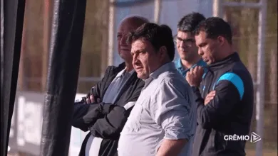 Alberto Guerra ao lado de Felipão no Grêmio