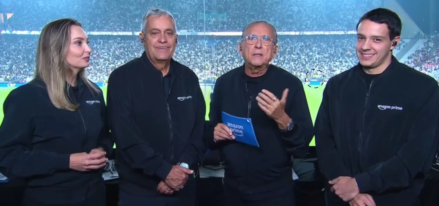 Galvão Bueno narrou Corinthians 4x2 Inter pela Amazon Prime, jogo válido pelo Campeonato Brasileiro