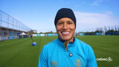 Marlon, jogador do Grêmio, em entrevista para os canais oficias do clube, no CT Hélio Dourado