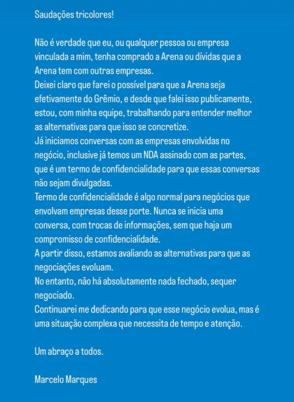 Denis Abrahão mostra simpatia por rival nas eleições do Grêmio: "Tem gremismo" Em nova entrevista, Denis Abrahão indicou em quem ele votaria nas eleições do Grêmio se não estivesse participando.
