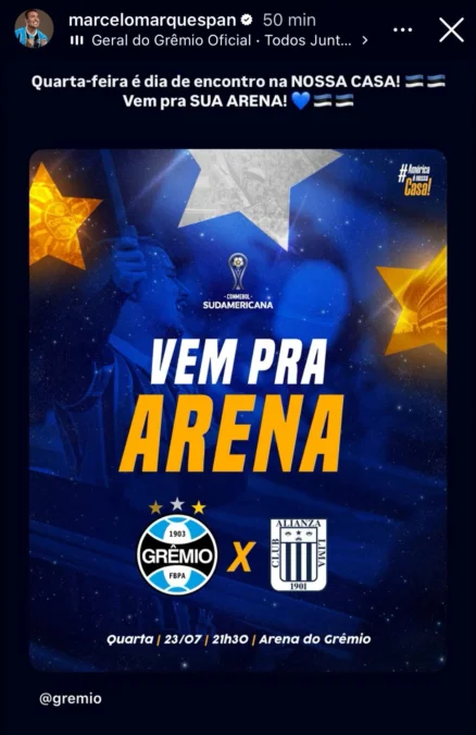 Marcelo Marques se manifesta após derrota do Grêmio e projeta revanche: "Nossa casa"