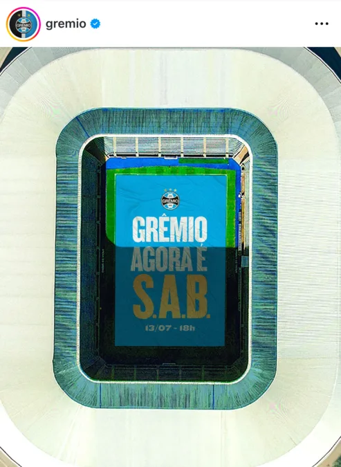 SAB? Anúncio feito pelo Grêmio na web surpreende e gera expectativa na torcida Grêmio enfrenta o Cruzeiro fora de casa neste domingo na rodada de retomada do Brasileirão.