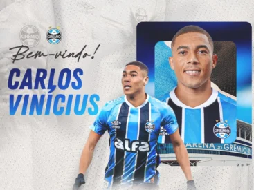 Tempo de contrato e vídeo de lances: Grêmio anuncia contratação de centroavante Carlos Vinícius chega ao Grêmio