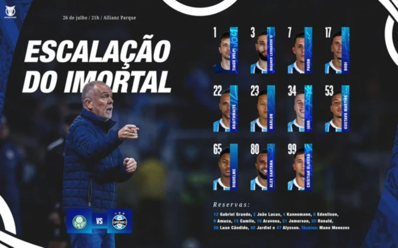 Pavón é a novidade do Grêmio para enfrentar o Palmeiras; veja a escalação de Mano