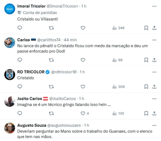 Jornalista cria enquete para saber qual jogador de "meio milhão" do Grêmio foi o alvo de Mano Jornalista cria enquete para saber qual jogador de "meio milhão" do Grêmio foi o alvo de Mano Técnico Mano Menezes roubou a cena com polêmicas declarações na coletiva de imprensa depois de Fluminense 1x0 Grêmio.