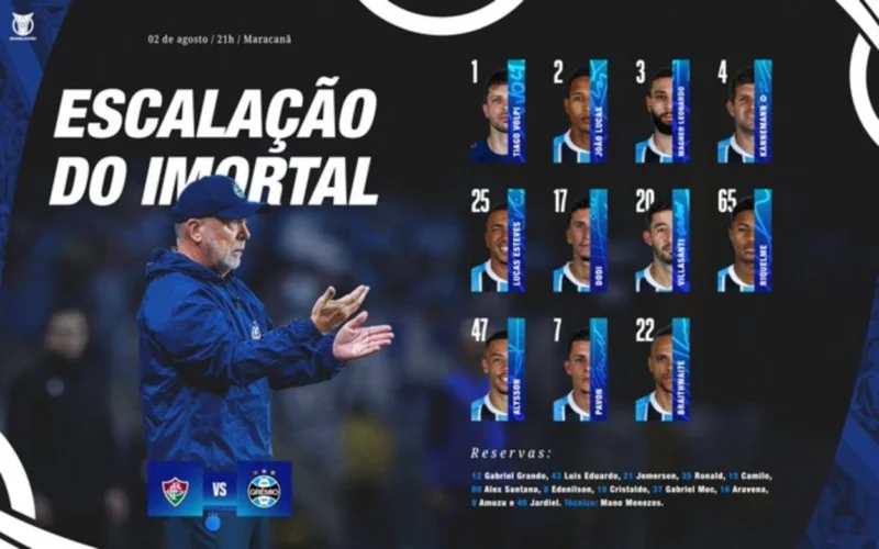 Mano define lateral-direito do Grêmio contra o Fluminense; veja a escalação Mano define lateral-direito do Grêmio contra o Fluminense; veja a escalação Grêmio está oficialmente escalado para enfrentar a equipe do Fluminense dentro do Rio de Janeiro em jogo válido pelo Brasileirão.