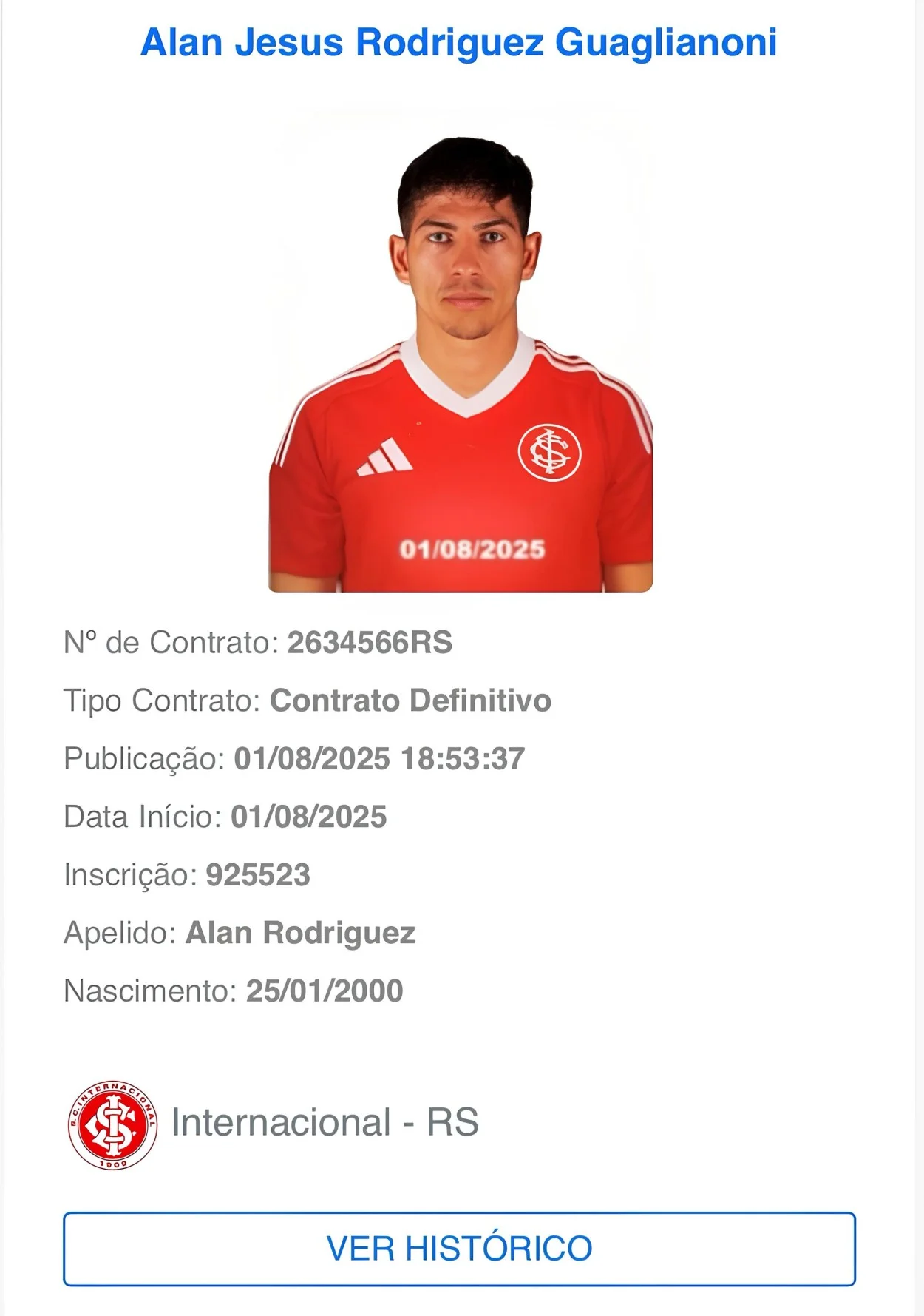 Alan Rodríguez é regularizado e pode estrear pelo Inter contra o São Paulo Alan Rodríguez tem nome publicado no BID