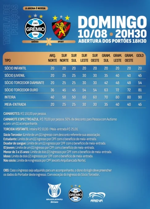 Grêmio anuncia promoção para o próximo jogo e deve ter várias mudanças no time Grêmio anuncia promoção para o próximo jogo e deve ter várias mudanças no time Grêmio vem de derrota para o Fluminense e agora se prepara para encarar o Sport Recife dentro de casa no domingo.