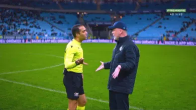 Mano Menezes conversando com árbitro do jogo