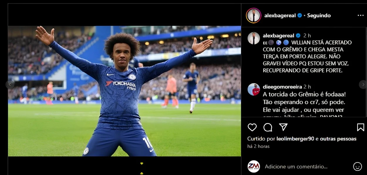 O que esperar do Grêmio no último dia da janela de transferências Willian pode ser jogador do Grêmio.