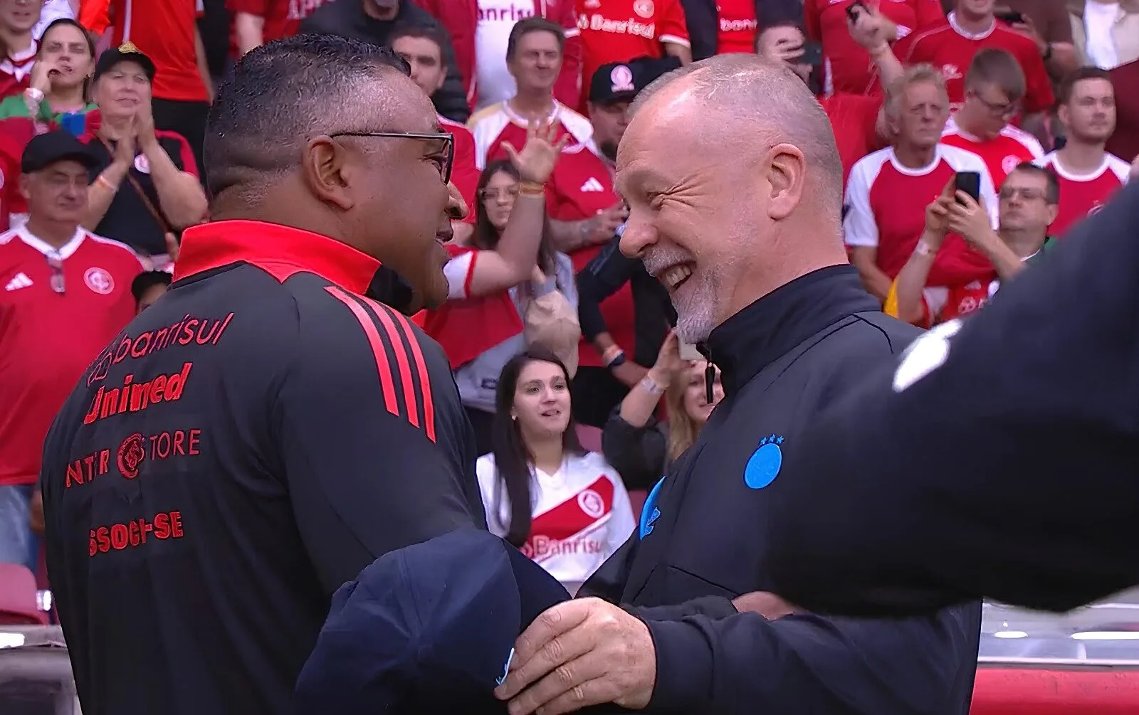 Roger Machado e Mano Menezes, treinadores de Inter e Grêmio