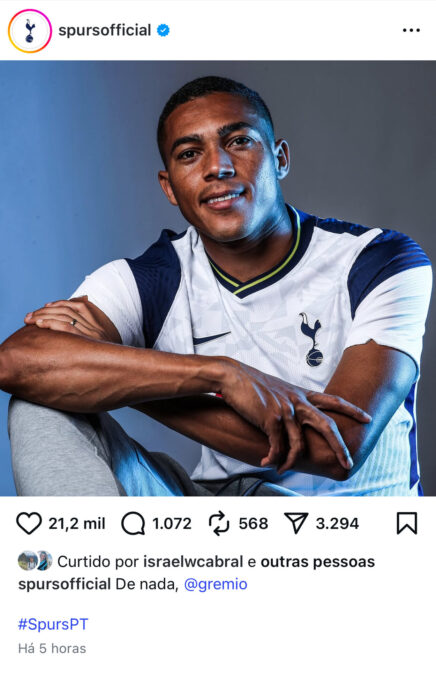 O recado do Tottenham para o Grêmio depois do hat-trick de Carlos Vinícius
