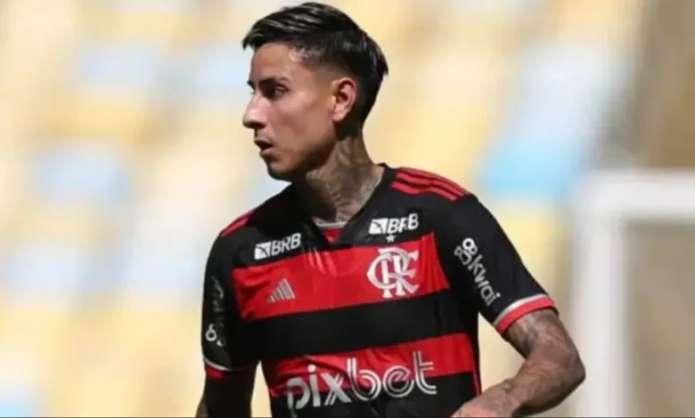 Erick Pulgar, jogador do Flamengo em dia de treino