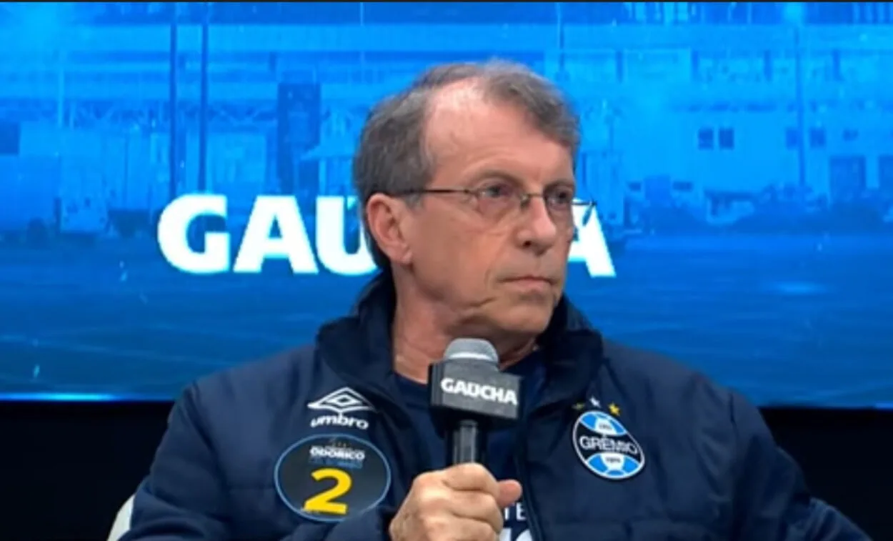 Benzema? Odorico esquenta eleição do Grêmio e ironiza Caleffi: "Nem existe" Odorico Roman nas eleições do Grêmio