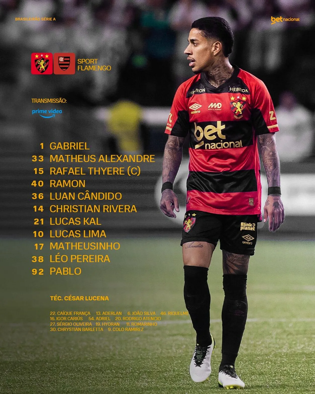 Escalações: Sport Recife enfrenta o Flamengo em crise e vê vice-líder com chance de assumir a ponta