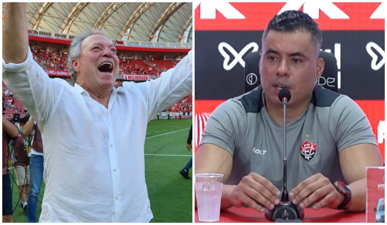 Jair Ventura salva o Vitória e vibra por Abel no Inter: "Ninguém ganha do Barcelona por acaso" Abel Braga e Jair Ventura