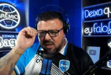 Com Inter ameaçado de queda, Alex Bagé devolve corneta e usa vídeo antigo de Baldasso Aléx Bagé comentando empate do Grêmio com Atlético Grau, do Peru. Foto: YouTube/Canal do Alex Bagé