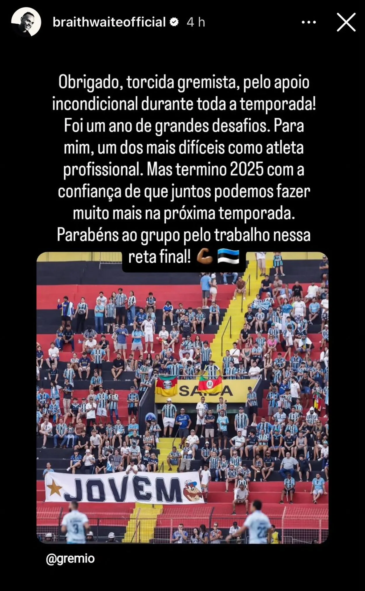 Braithwaite se manifesta após 4x0 do Grêmio e deixa recado forte para a torcida Braithwaite deixa recado à torcida do Grêmio