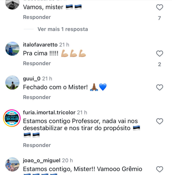 Luís Castro recebe apoio da torcida do Grêmio antes da estreia no Brasileirão: "Estamos contigo"