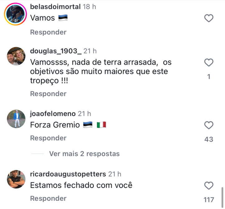 Luís Castro recebe apoio da torcida do Grêmio antes da estreia no Brasileirão: "Estamos contigo"