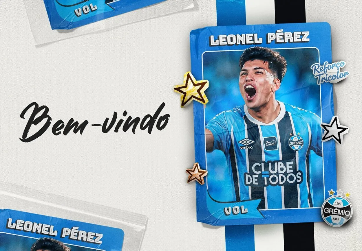 Lances e tempo de contrato: Grêmio anuncia oficialmente a contratação de Leonel Pérez Leonel Pérez no Grêmio
