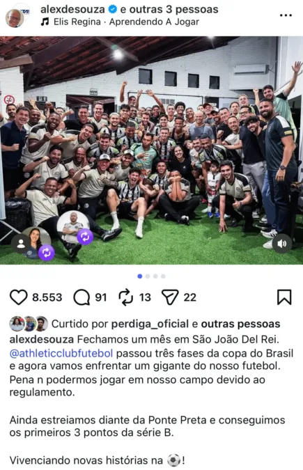 Alex se manifesta após ter o Inter como rival na Copa do Brasil: "Gigante do nosso futebol"