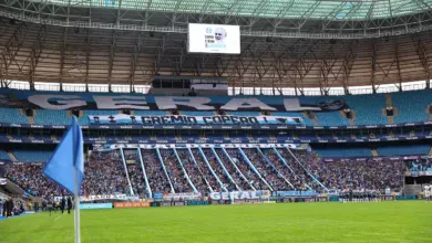 Grêmio inicia limpeza do telhado da Arena e explica "mudança de cor" no gramado Grêmio na Arena